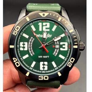 Wrangler WRW5400-3A Men’s Green Dial Watch Leather Strap NIBWT